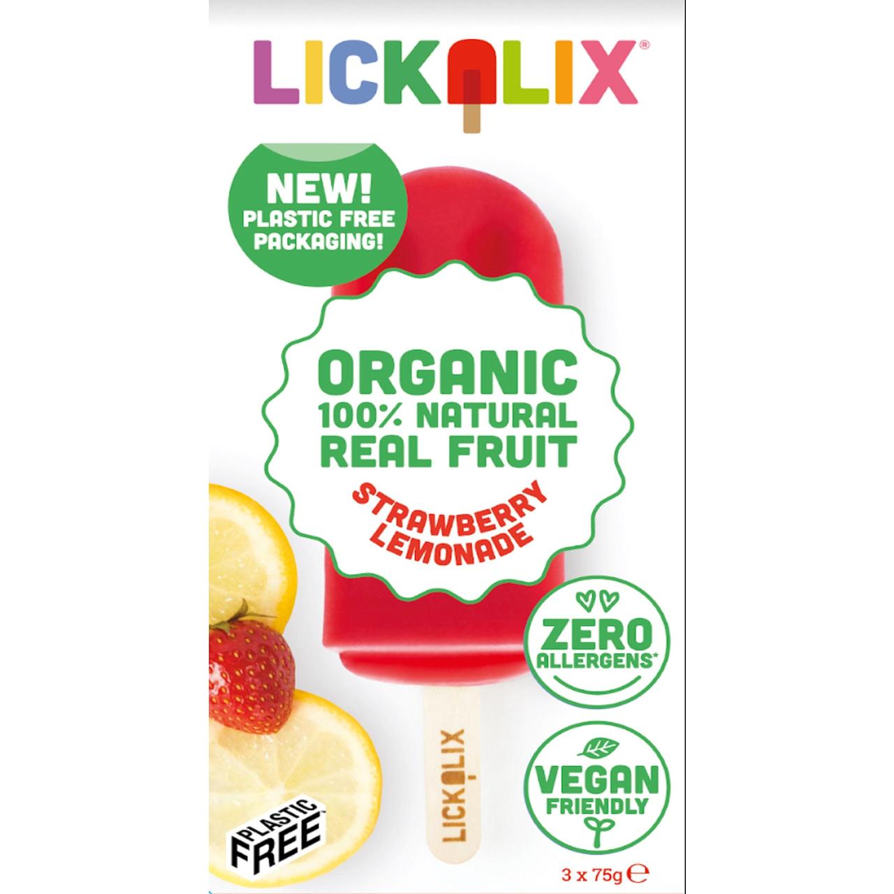 Lickalix Organic  Strawberry Lemonade Ice Lollies