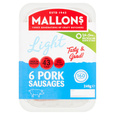 Mallon's 6 Low Fat & Gluten Free Traditional Irish Pork Sausages