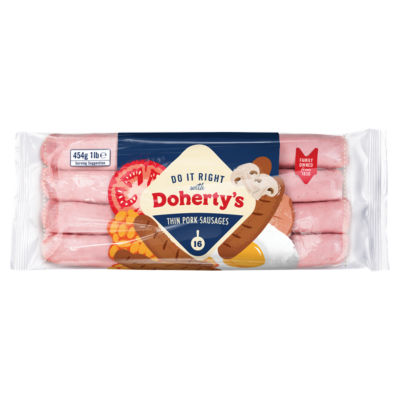 Doherty's 16 Thin Pork Sausages