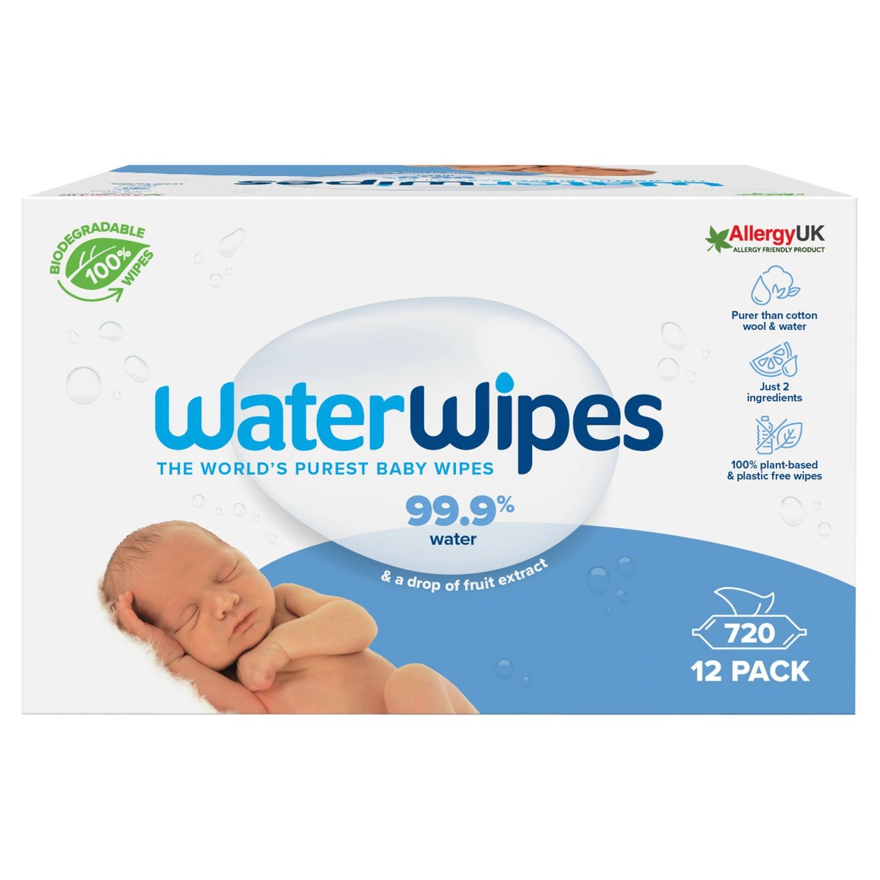 WaterWipes Original Baby Wipes 720 Wipes 12 x 60 per pack