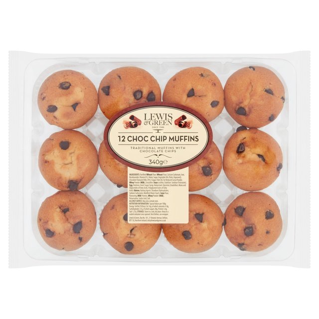 Lewis Green Choc Chip Muffins 12 per pack