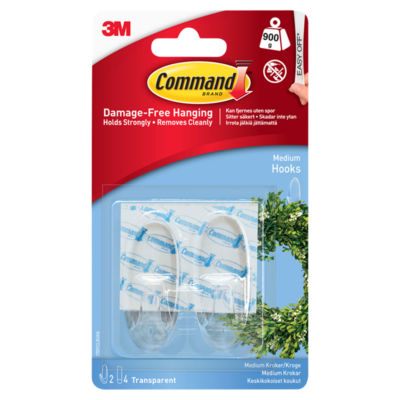 Command Medium Clear Hooks with Clear Strips