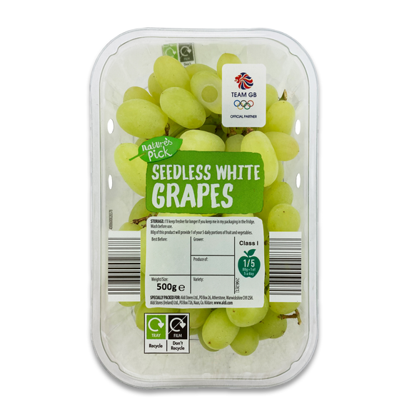 Nature's Pick White Seedless Grapes 500g