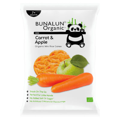 Bunalun Organic Kids Carrot & Apple Organic Mini Rice Cakes 7+ Months 40g