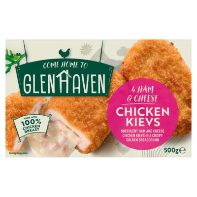 Glenhaven 4 Ham & Cheese Chicken Kievs 500g