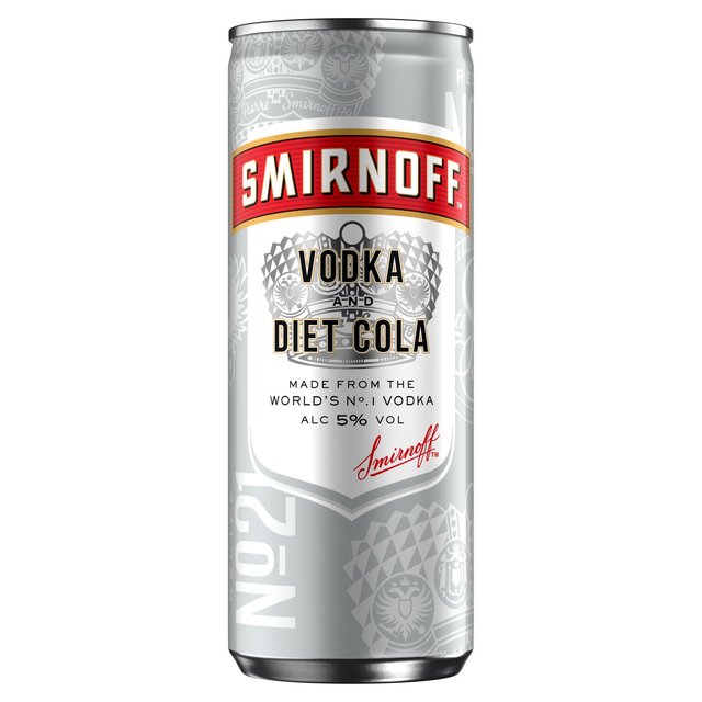  Smirnoff No.21 Vodka and Diet Cola 5% vol Ready to Drink Premix  Can 250ml