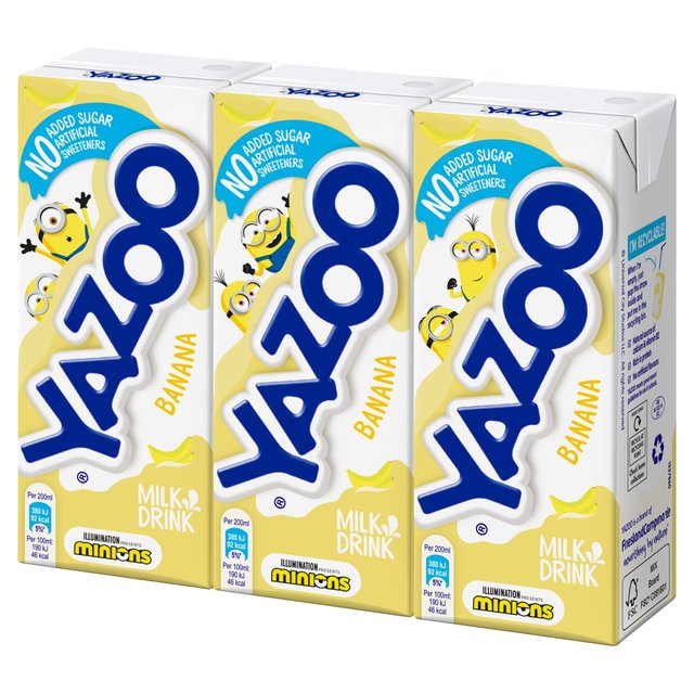 Yazoo No Added Sugar Banana Flavoured Milk 3 x 200ml