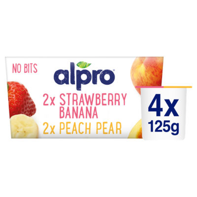 Alpro Strawberry-Banana & Peach-Pear Yoghurt Alternative  4 x 125g