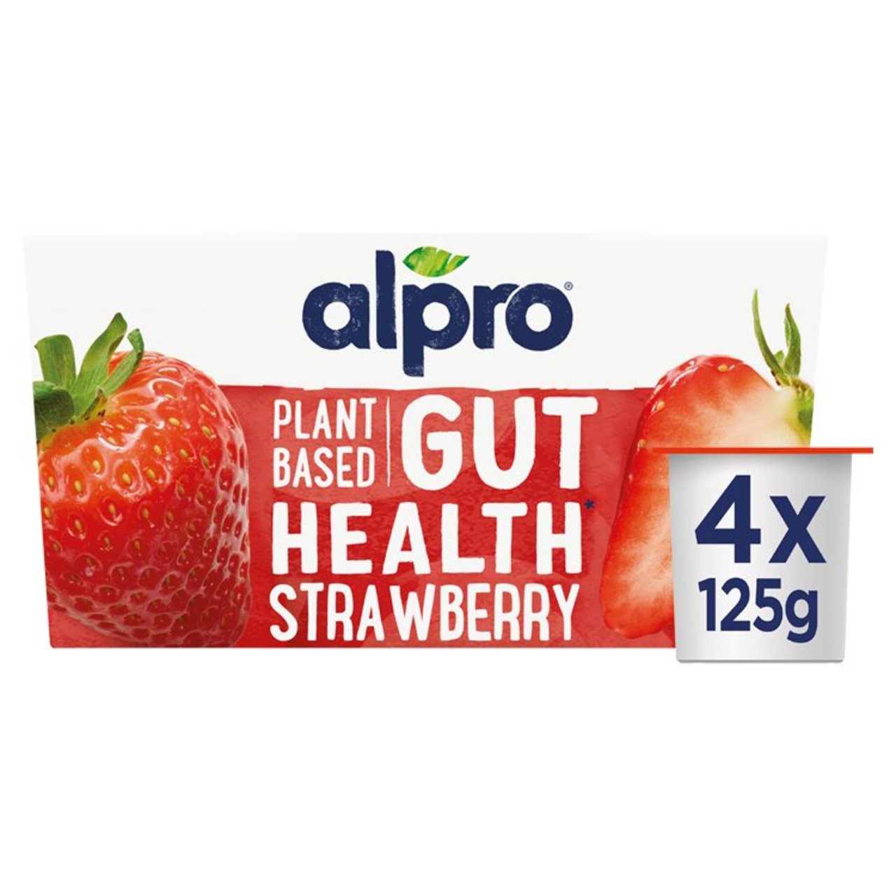 Alpro Strawberry Gut Health Soya Plant Based Yoghurt Alternative 4x125g