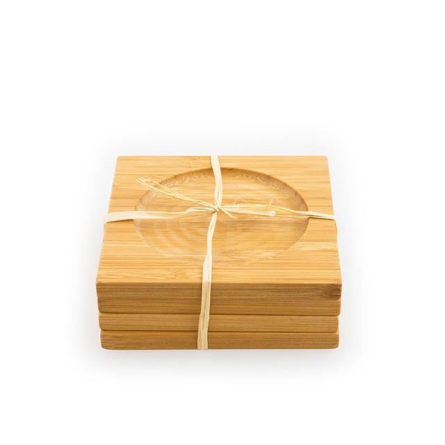 Point- Virgule Set Of 4 Bamboo Coasters 