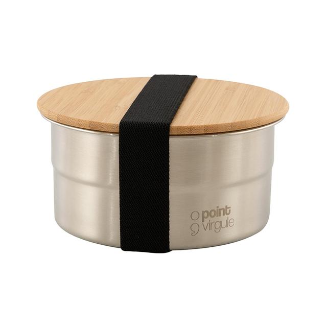 Point-Virgule Round Stainless Steel Lunch Box Bamboo Lid 600ml 