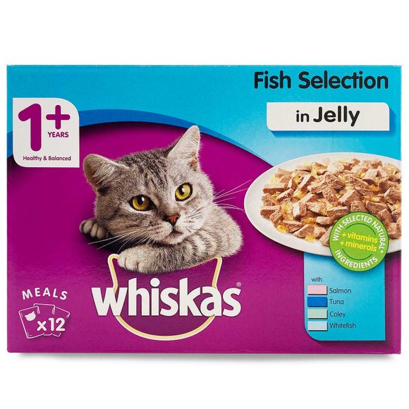 Whiskas Adult 1+ Wet Cat Food Pouches With Fish In Jelly 12x100g