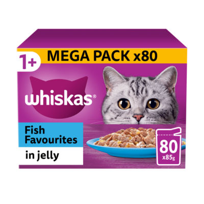 Whiskas 1+ Adult Wet Cat Food Pouches Fish Favourites in Jelly