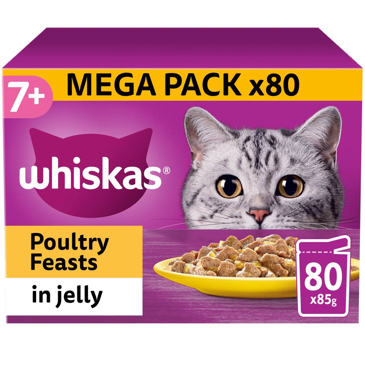 Whiskas 7+ Senior Wet Cat Food Poultry Feasts in Jelly