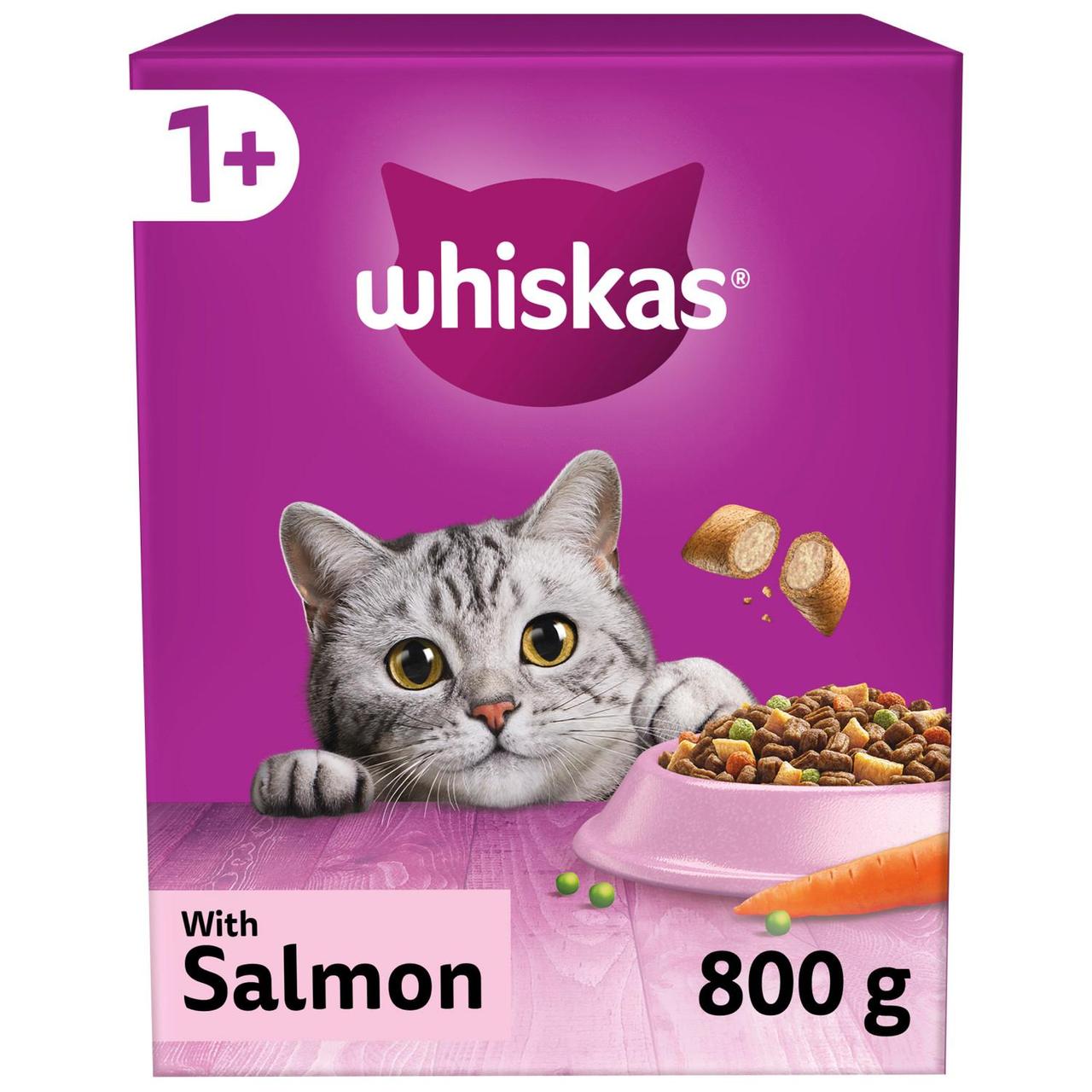 Whiskas 1+ Salmon Adult Dry Cat Food 800g