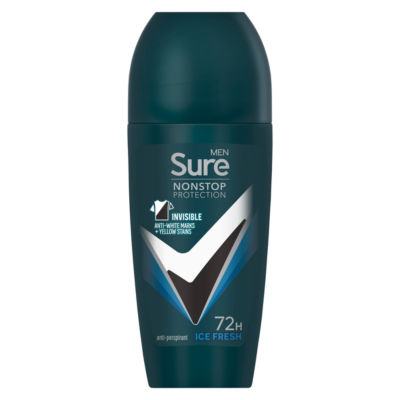 Sure Men Antiperspirant Deodorant Roll On Nonstop Invisible Ice Fresh