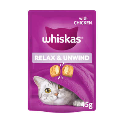 Whiskas Cat Food Treat Calming Supplement Relax & Unwind 45g