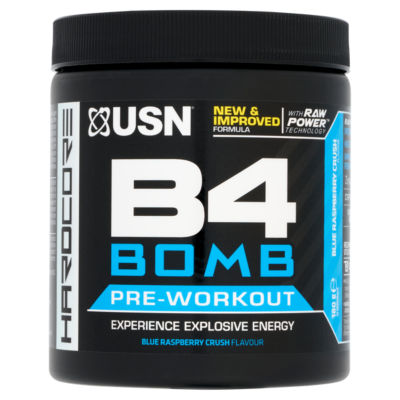 USN Hardcore B4 Bomb Extreme Pre-Workout Blue Raspberry Flavour