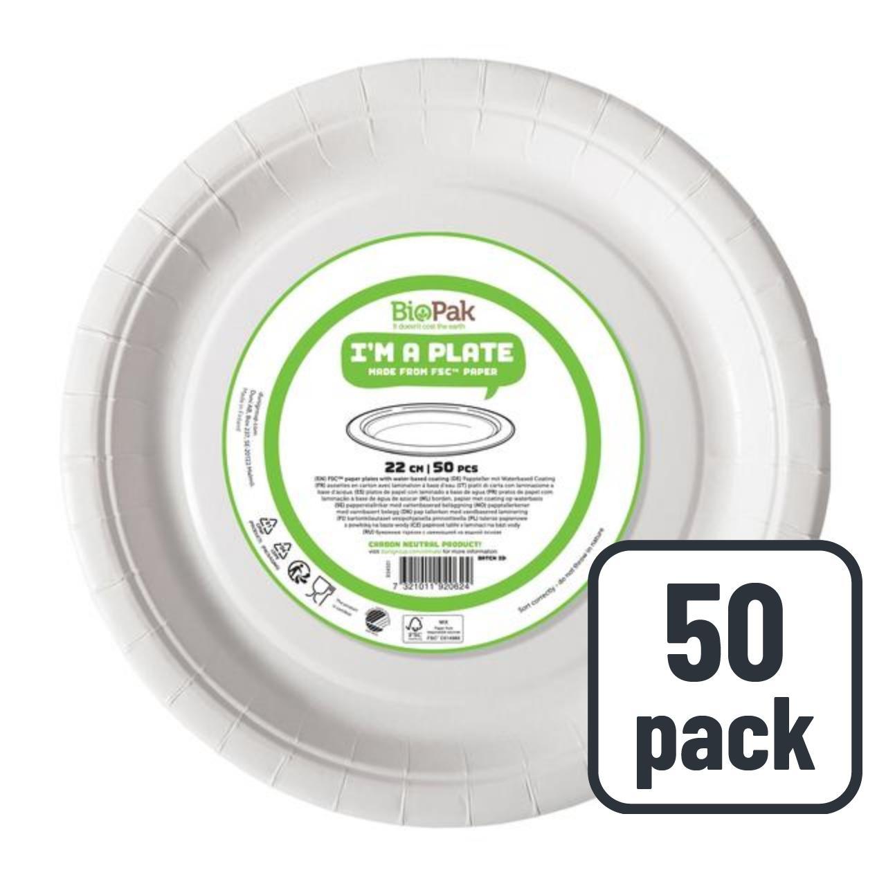 White 22cm Recyclable Paper Plates