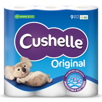 Cushelle White Toilet Roll, 9 Rolls