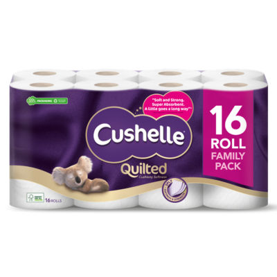 Cushelle Quilted White Rolls 16 per pack