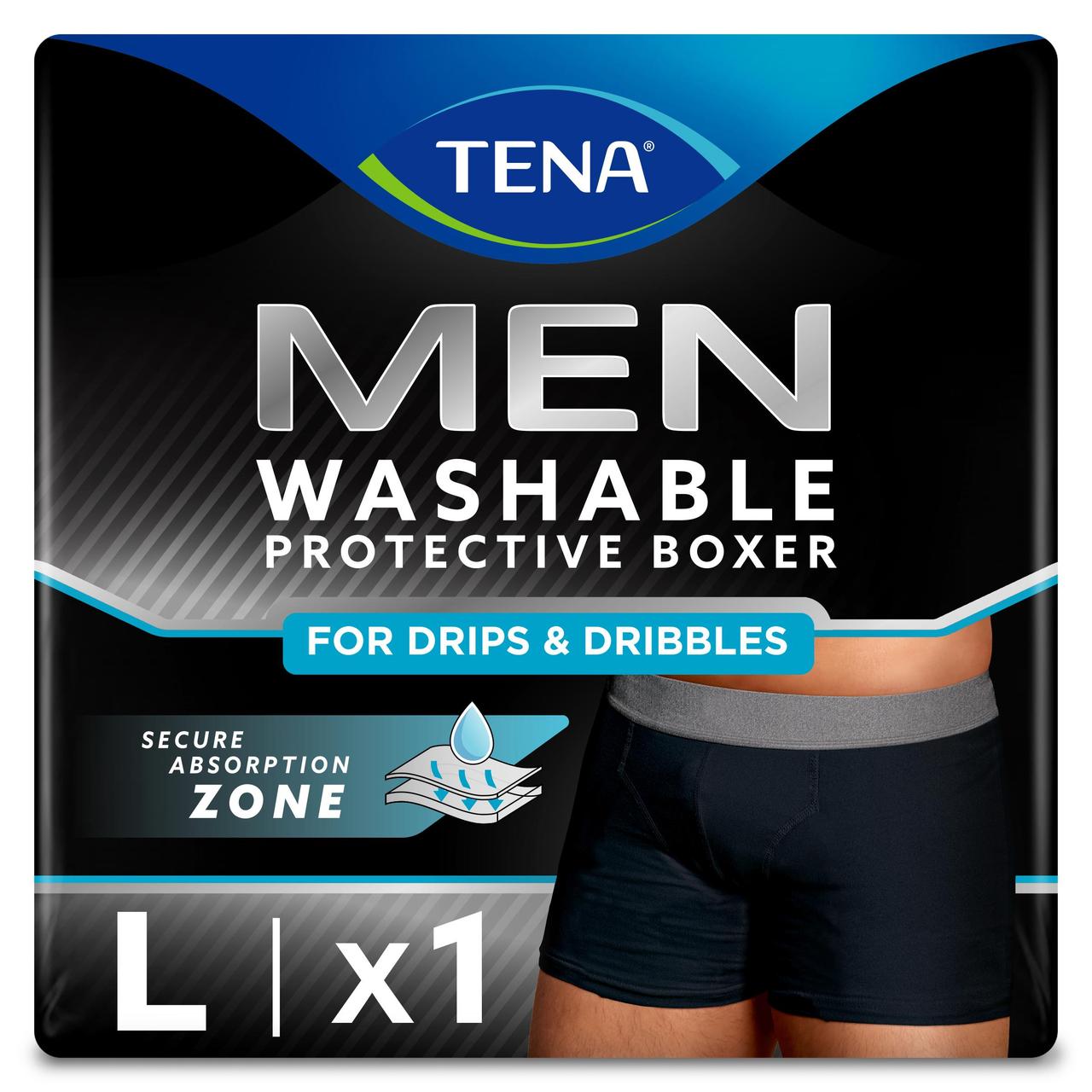 Tena Men Washable Incontinence Boxer Black Size Large