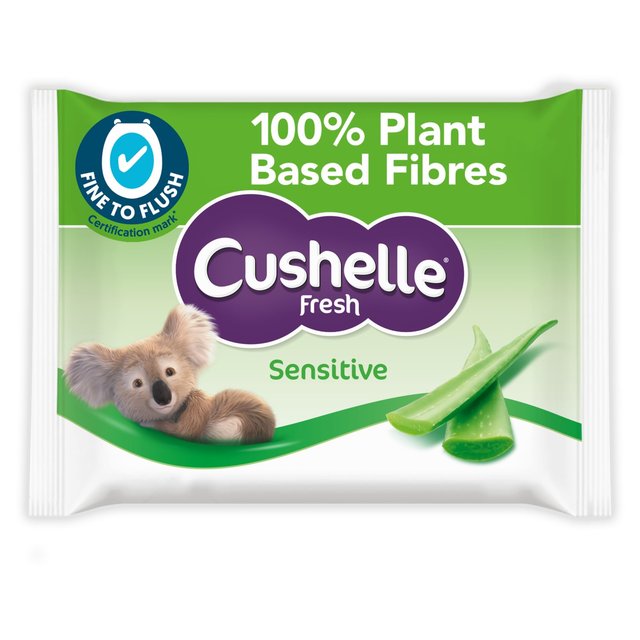 Cushelle Fresh Sensitive Aloe Vera Flushable Moist Toilet Wipes  38 per pack