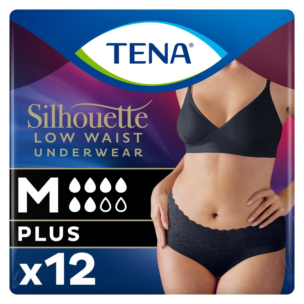 Tena Silhouette Incontinence Pants Black M 12 Pack