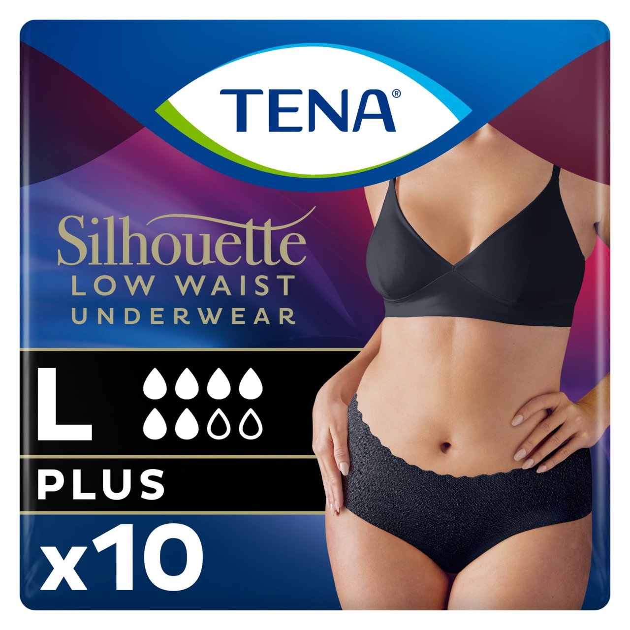 Tena Silhouette Incontinence Pants Black L 10 Pack