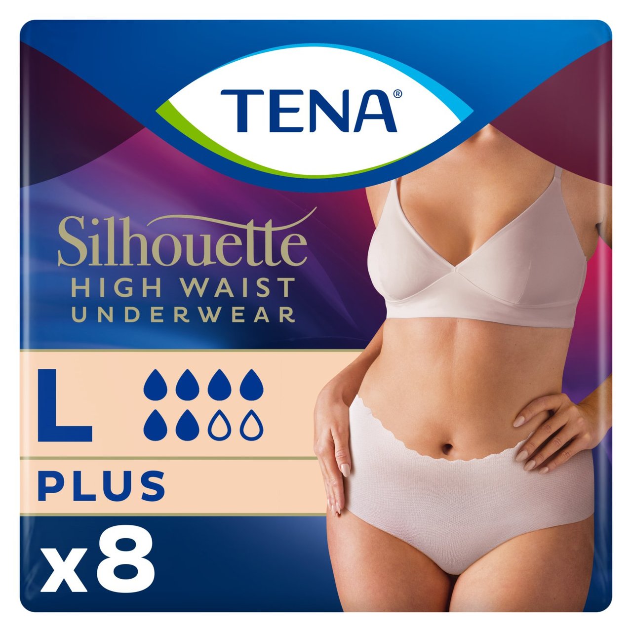 TENA Silhouette Incontinence Pants Cream L 8 Pack