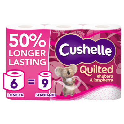 Cushelle Quilted Raspberry & Rhubarb Toilet Rolls 6 per pack