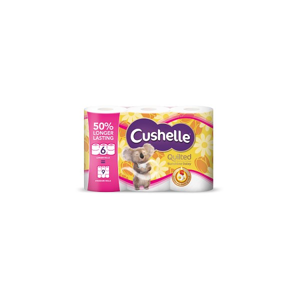 Cushelle Quilted Daisy Toilet Roll 6 Mega Rolls 50% Longer Lasting