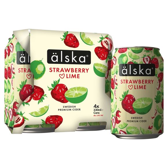 Älska Strawberry Lime Swedish Premium Cider 4 X 330ml