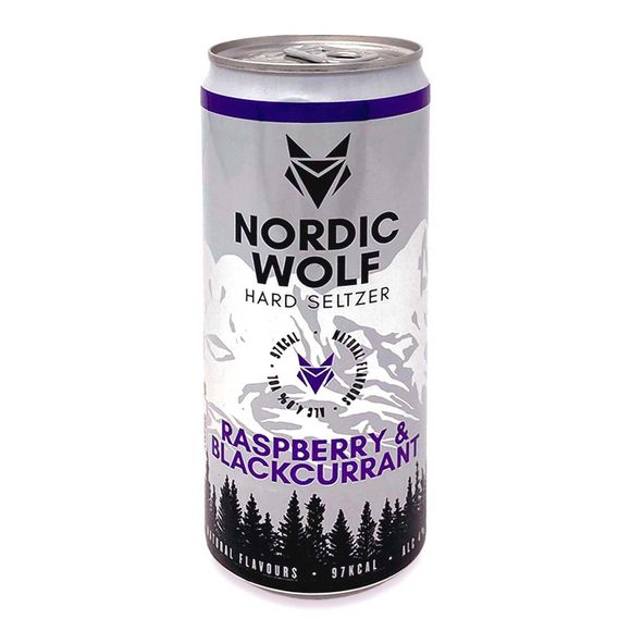 Nordic Wolf Hard Seltzer - Raspberry & Blackcurrant 330ml