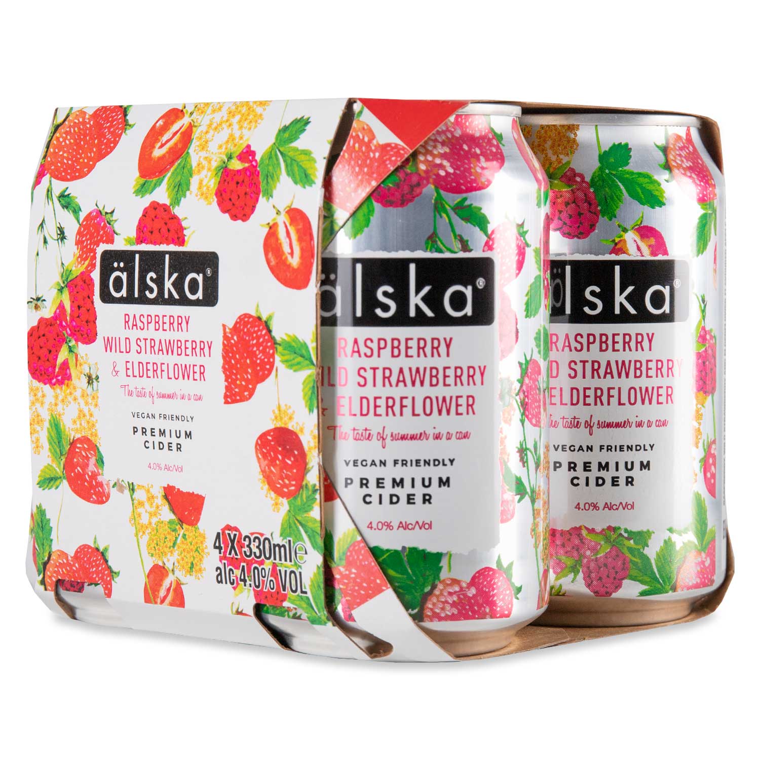 Älska Raspberry Wild Strawberry & Elderflower Premium Cider 4 X 330ml