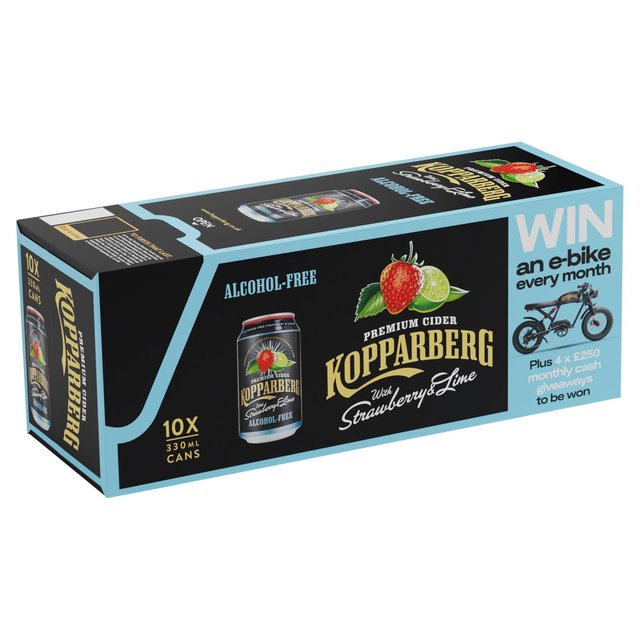 Kopparberg Alcohol Free Cider Cans with Strawberry & Lime  10 x 330ml