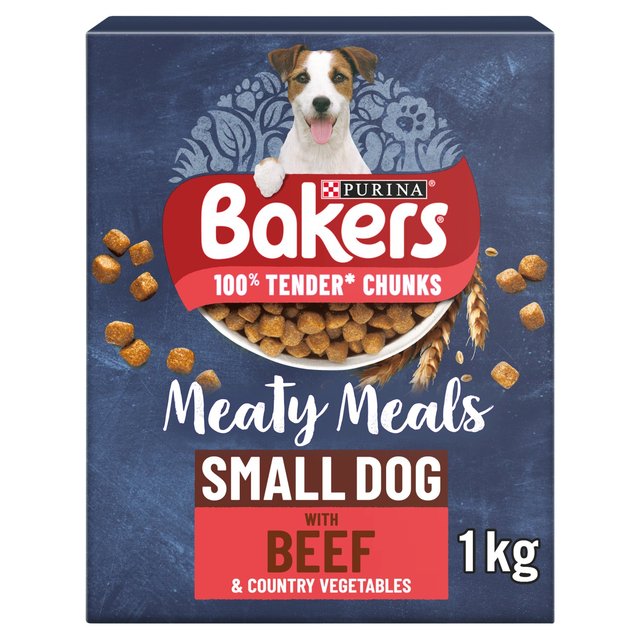 Bakers Meaty Meals Small Dog Beef Dry Dog Food  1kg