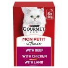 Gourmet Mon Petit Meaty Variety Beef, Chicken, Lamb Wet Cat Food 6 x 50g