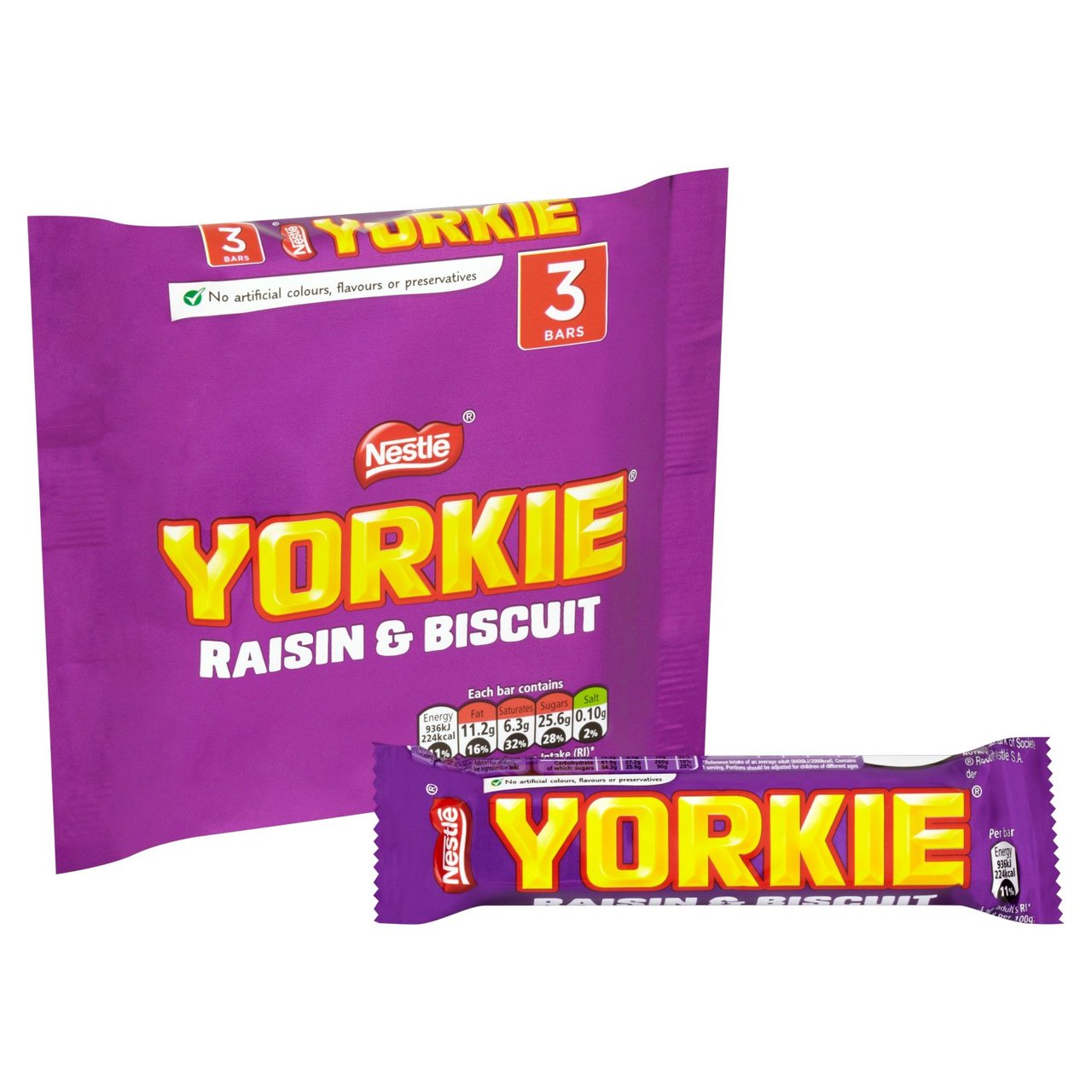 Yorkie Raisin & Biscuit Milk Chocolate Bar Multipack x3 46g