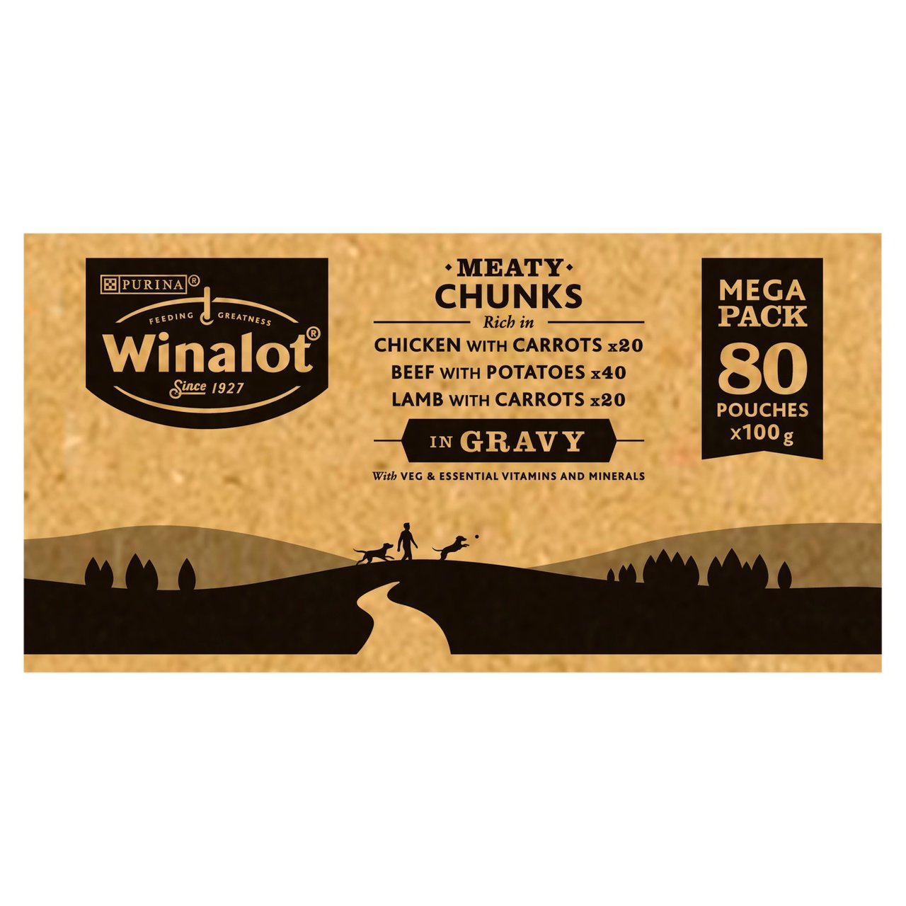 Winalot Meaty Chunks Mixed In Gravy Wet Dog Food  80 x 100g