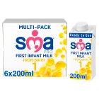 SMA PRO First Infant Milk From Birth Ready To Feed Multipack 6x200ml