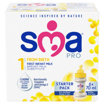 SMA PRO First Infant Milk From Birth 6 x 70 ml Starter Pack