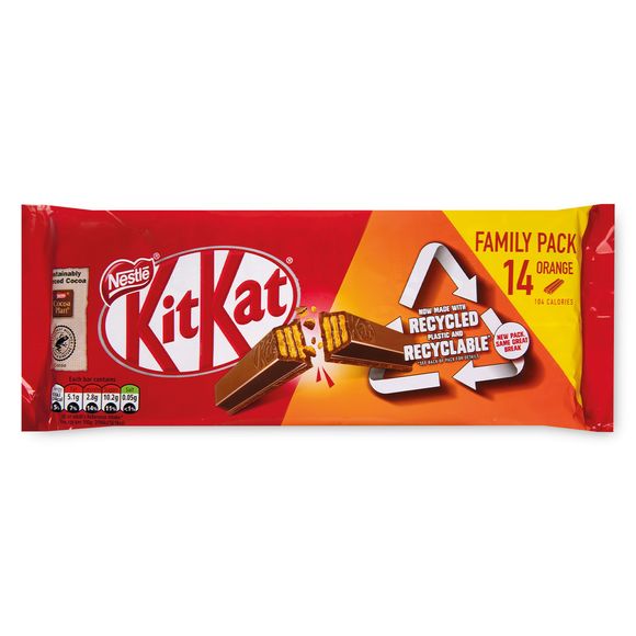 Kit Kat 2 Finger Orange Milk Chocolate Biscuit Bar Multipack 14 Pack 289.9g