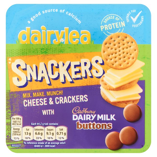 Dairylea Snackers Cheese Snacks & Cadbury Dairy Milk Giant Buttons 64.2g