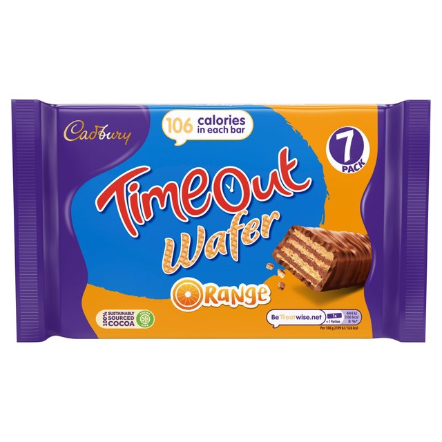 Cadbury Timeout Chocolate Orange Wafer Biscuit Bar Multipack 7 Pack 141.4g