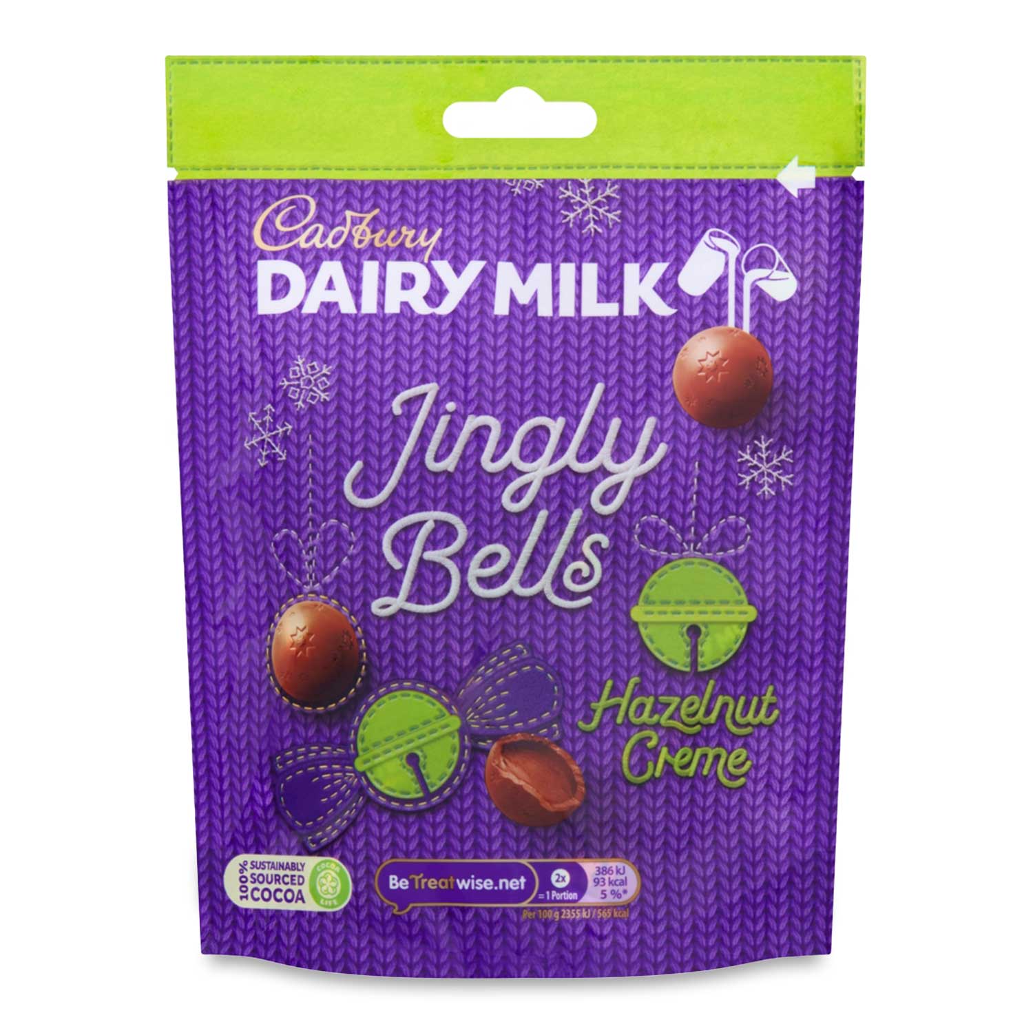 Cadbury Dairy Milk Jingly Bells Hazelnut Creme Chocolate Bag 73g