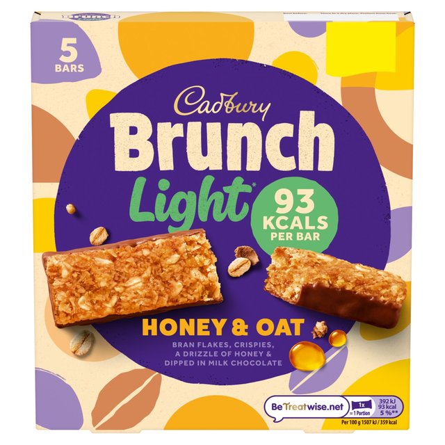 Cadbury Brunch Light Oat & Honey Cereal Bars  5 x 26g