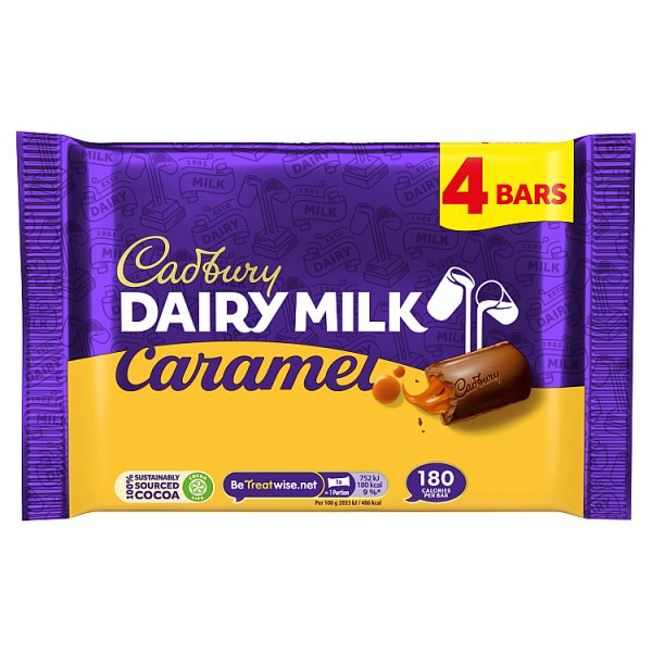 Cadbury Caramel Milk Chocolate Bars 4 Pack