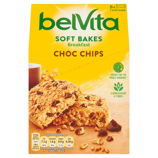 BelVita Breakfast Biscuits Soft Bakes Chocolate Chip 5 Pack 5 x 50g