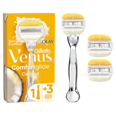 Gillette Venus Comfortglide Coconut Plus Olay Razor + 3 Blades 